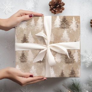 Braun Rustikal Weihnachts-Winterbär Geschenkpapier