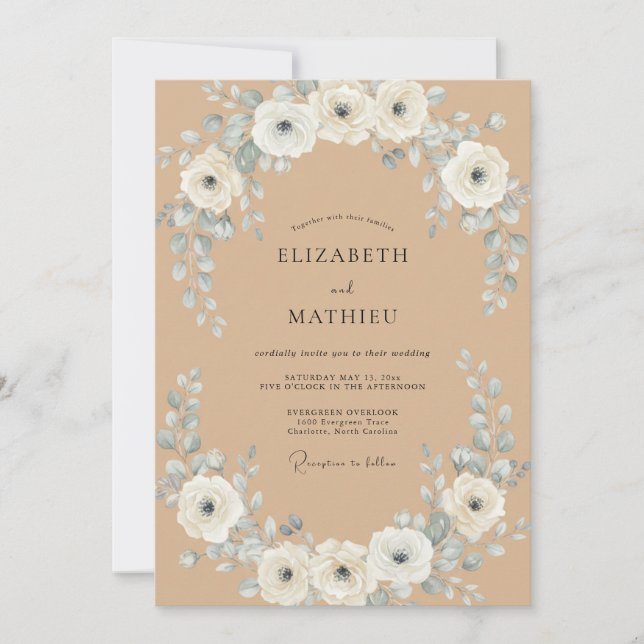 Braun-rustikale bohemian Hochzeit Einladung (Vorderseite)