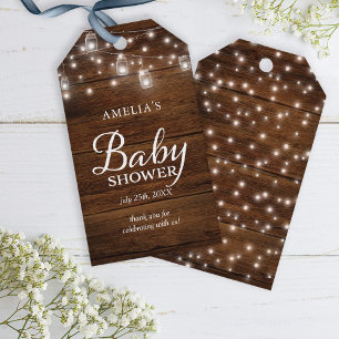 Braun Rustikale Holzmason Jars Lights Babydusche Geschenkanhänger