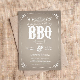 Braun-rüstikale Verlobungsfeier BBQ Einladung