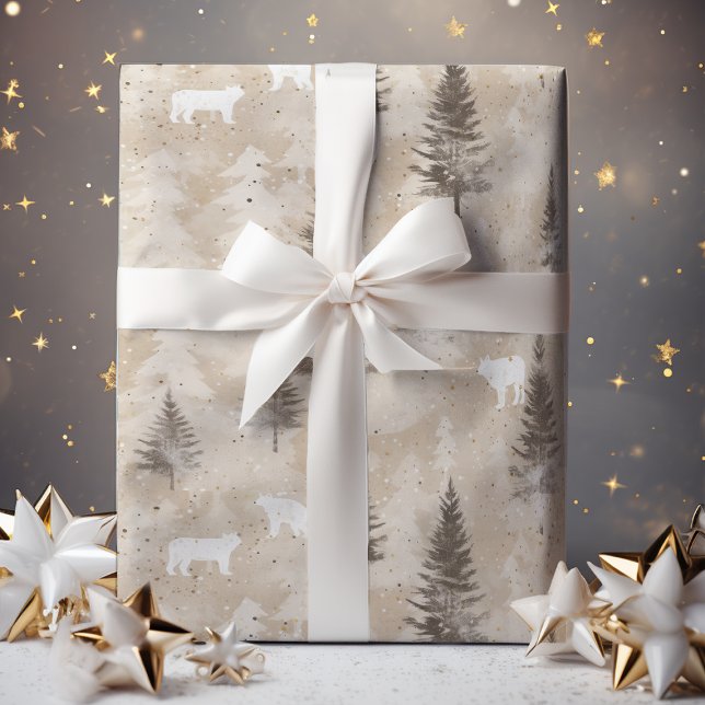 Braun Rustikaler Weihnachtsbär Geschenkpapier (Von Creator hochgeladen)