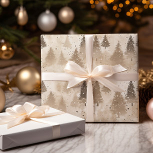 Braun Rustikaler Weihnachtsbaum Geschenkpapier