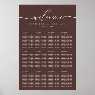 Braun Schokolade Willkommen Hochzeit Placing Sitzo Poster