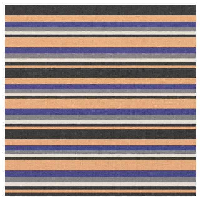 Braun, Schwarz, Bisque, Dim Gray & Midnight Blue Stoff (Nahaufnahme)