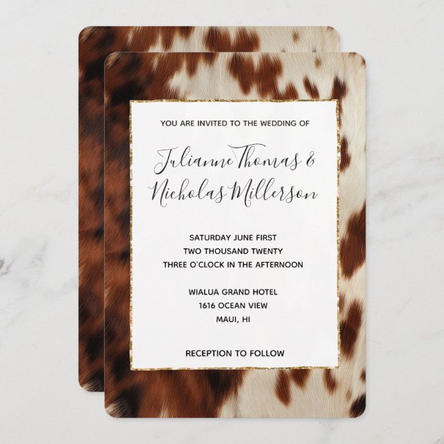 Braun-Schwarz-Creme-Südwestküste-Hochzeit Einladung (Vorne/Hinten)