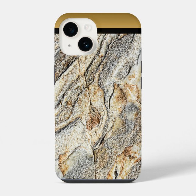Braun Schwarz Gold Marmor Muster iPhone / Android Hülle (Rückseite)