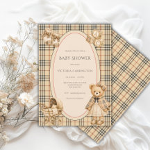 Braun Schwarz Rot Karierter Teddybär Vinttage Baby