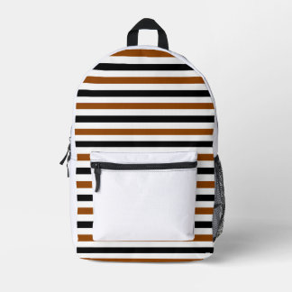 Braun Schwarz und weiß gestreiftes Design Bedruckter Rucksack