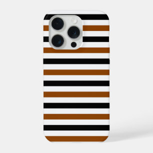 Braun Schwarz und weiß gestreiftes Design iPhone 15 Pro Hülle