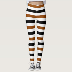 Braun Schwarz und weiß gestreiftes Design Leggings