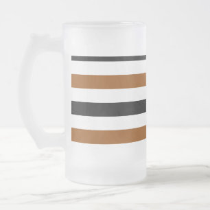 Braun Schwarz und weiß gestreiftes Design Mattglas Bierglas