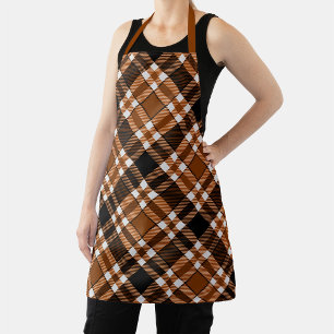 Braun Schwarz Weiß Flanell Karomuster Design Schürze