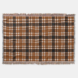 Braun Schwarz Weiß Flanell Tartan Muster Design Decke