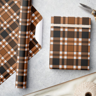 Braun Schwarz Weiß Flanell Tartan Muster Design Geschenkpapier