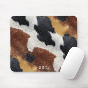 Braun-schwarz-weiße Kuhleder-Textur-Wurfkissen Mousepad