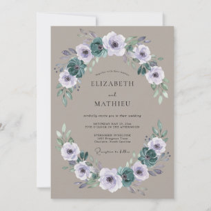 Braun-schwarze botanische Hochzeit Einladung