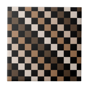 Braun-schwarzes Gingham-Karo-Muster Fliese