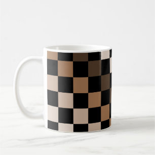 Braun-schwarzes Gingham-Karo-Muster Kaffeetasse