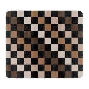 Braun-schwarzes Gingham-Karo-Muster Schneidebrett