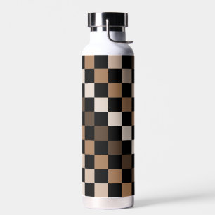 Braun-schwarzes Gingham-Karo-Muster Trinkflasche
