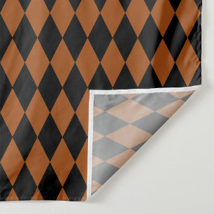 Braun Schwarzes Harlekin-Diamanten-Schachbrett-Des Stoff