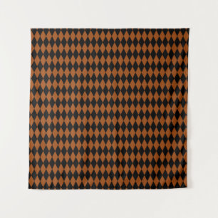 Braun Schwarzes Harlekin-Diamanten-Schachbrett-Des Wandteppich