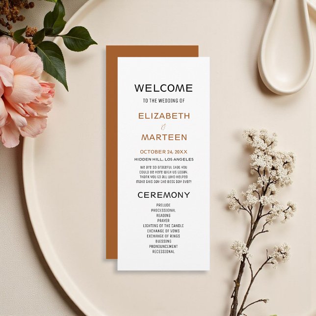 Braun-schwarzes Herbst-Hochzeitsprogramm Programm (Von Creator hochgeladen)