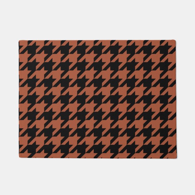 Braun-schwarzes Houndstooth-Karo Fußmatte (Vorderseite)