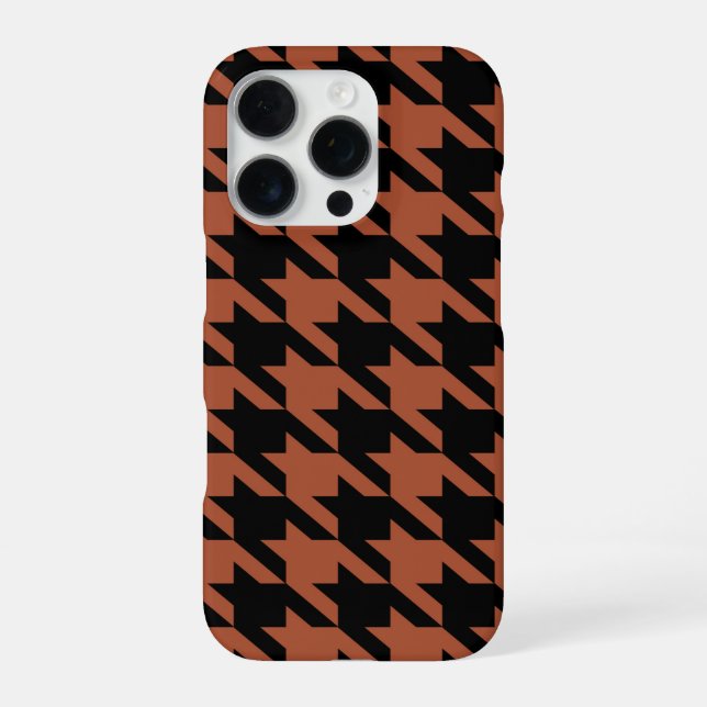 Braun-schwarzes Houndstooth-Karomuster  iPhone Hülle (Rückseite)