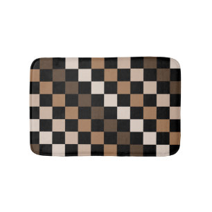 Braun schwarzes kariertes Gingham-Muster Badematte