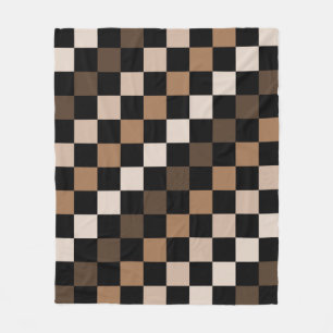 Braun schwarzes kariertes Gingham-Muster Fleecedecke