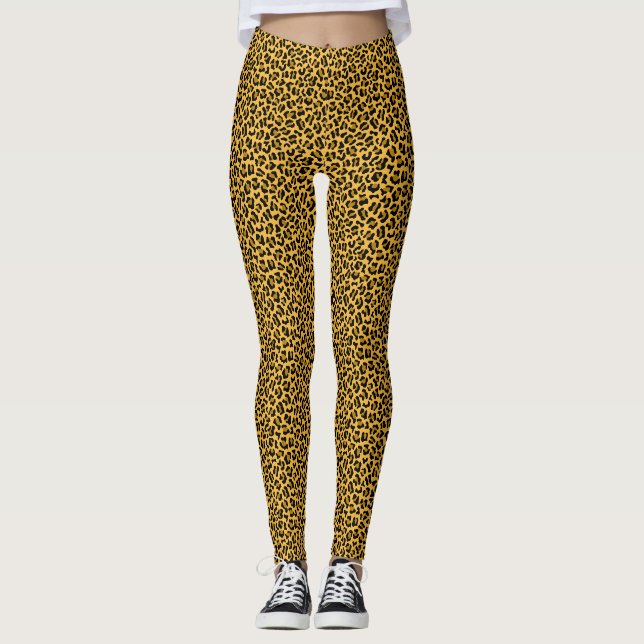 Braun-schwarzes Leopardenfellmuster Leggings (Vorderseite)