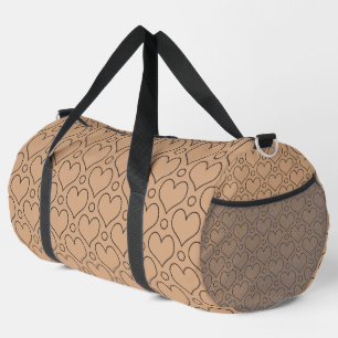 Braun-schwarzes Love-Hearts- und Polka-Dots-Muster Duffle Bag