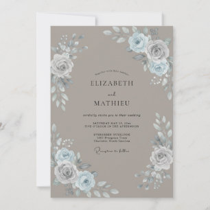 Braun-silberne Aquarell-Hochzeit Einladung