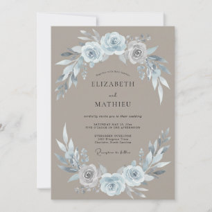Braun Stahlrose Hochzeit Einladung