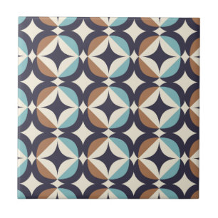 Braun-Teal-Muster im Stil der Mitte des 20. Jahrhu Fliese