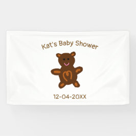 Braun Teddy Bären Babydusche hinzufügen Name Datum Banner