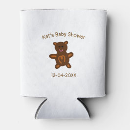 Braun Teddy Bären Babydusche hinzufügen Name Datum Dosenkühler