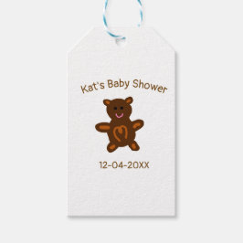 Braun Teddy Bären Babydusche hinzufügen Name Datum Geschenkanhänger