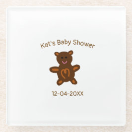Braun Teddy Bären Babydusche hinzufügen Name Datum Glasuntersetzer