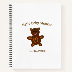 Braun Teddy Bären Babydusche hinzufügen Name Datum Notizbuch