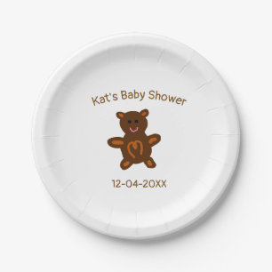 Braun Teddy Bären Babydusche hinzufügen Name Datum Pappteller
