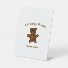 Braun Teddy Bären Babydusche hinzufügen Name Datum Sockelschild