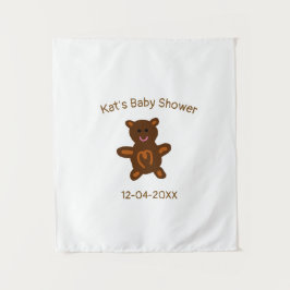 Braun Teddy Bären Babydusche hinzufügen Name Datum Wandteppich
