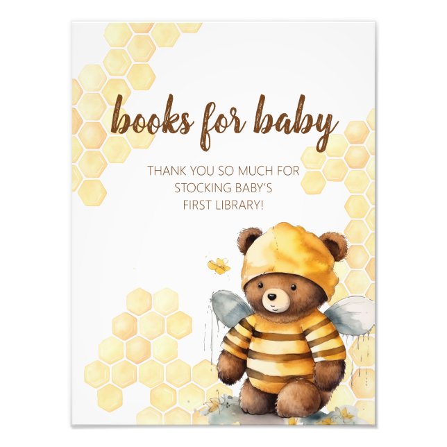 Braun-Teddy-Bücher für Babyposter Fotodruck (Vorne)