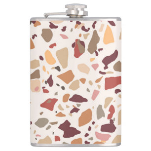 Braun Terrazzo: vintage, trendiges Muster. Flachmann
