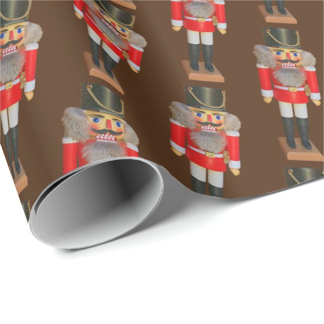 Braun Traditioneller Nutcracker Weihnachten Geschenkpapier (Rolleneckpunkt)