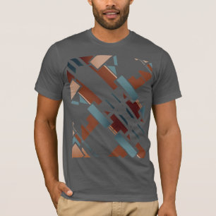 Braun Türkis Beige Diagonales Südwest-Kunstmotiv T-Shirt