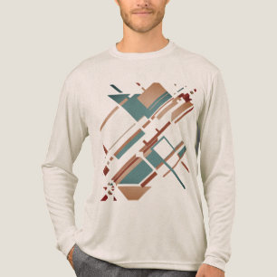 Braun Türkis Rost Schräg MCM Look Geometrisch Abst Tri-Blend Shirt