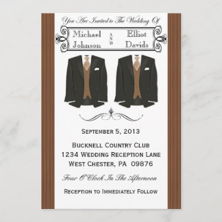 Braun Tuxedo Gay Wedding Einladungen